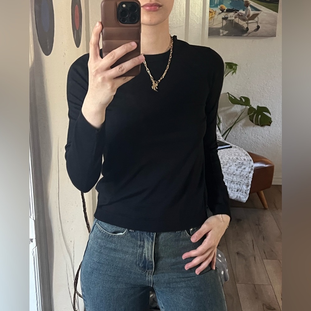 red by valentino black long sleeve top